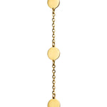 Gold chain with round gold pendants on a white background